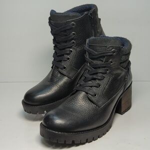 Bull Boxer Cassie Y2K Chunky heel leather moto biker boot/booties women's size 8